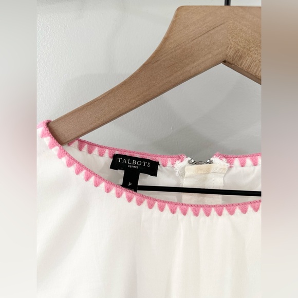 Talbots Bell Sleeve Colorful Embroidered Hem Blouse White Size Small Petite - Picture 4 of 5